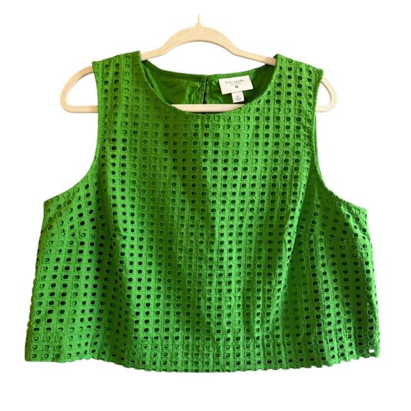 Kate Spade X Target Eyelet Shell Tank Blouse Top Women’s XL Green Sleeveless - Picture 2 of 8